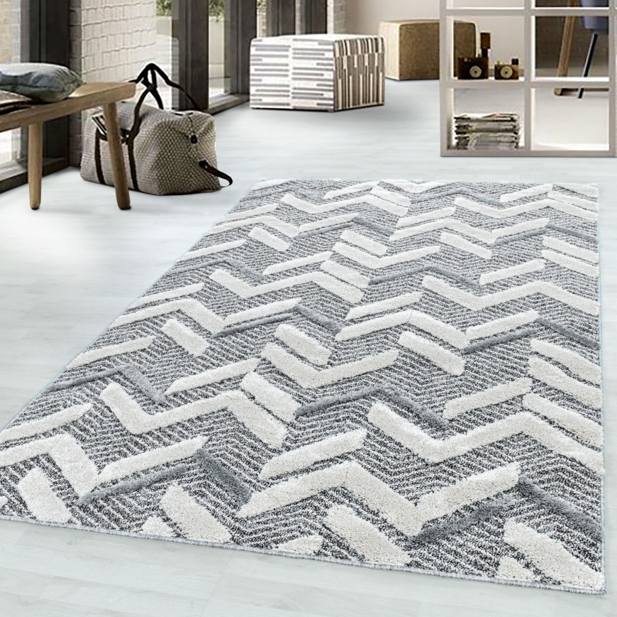 Roma Designer Chevron Grey Rug